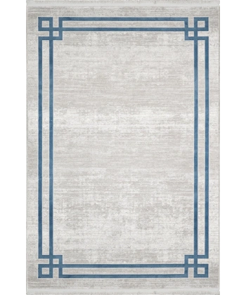 Bamboo Koleksiyonu Akrilik Dokuma Saçaklı Halı 1015 Mavi