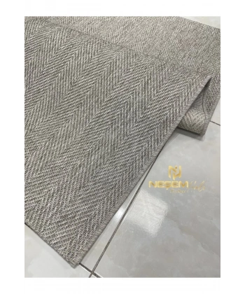 Bombay 665 Gri Hasır Dokulu Antibakteriyel Kolay Temizlenen Jut Görünümlü Sisal Halı