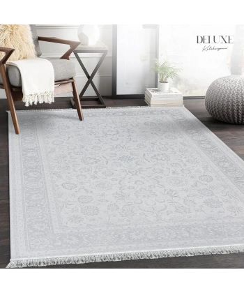 Deluxe Koleksiyonu Viskon Akrilik Dokuma Lüks Saçaklı Halı 6505 Gri
