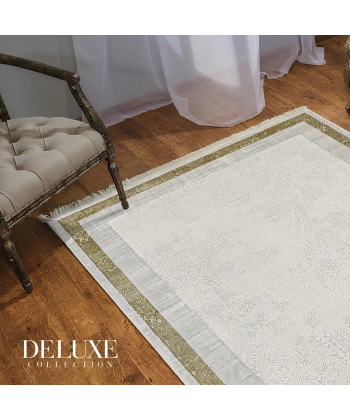 Deluxe Koleksiyonu Viskon Akrilik Dokuma Lüks Saçaklı Halı 6506 Gold