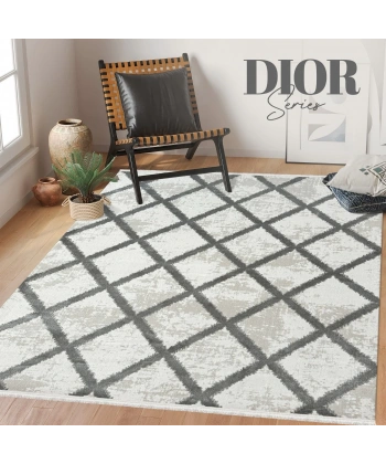 Dior Koleksiyonu Akrilik Dokuma Saçaklı Halı 4255 Gri