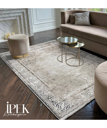 İpek Koleksiyonu 100 Tarak Viskon Akrilik Dokuma Lüks Halı 5003 Gri