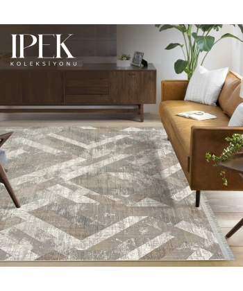 İpek Koleksiyonu 100 Tarak Viskon Akrilik Dokuma Lüks Halı 5004 Gri Bej