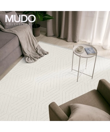 Mudo Koleksiyonu Dekoratif Modern Saçaklı Halı 8753 Krem