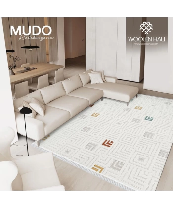 Mudo Koleksiyonu Dekoratif Modern Saçaklı Halı 8754 Multi