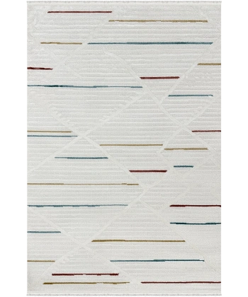 Pietra Koleksiyonu Dekoratif Modern Saçaklı Halı 8201 Multi