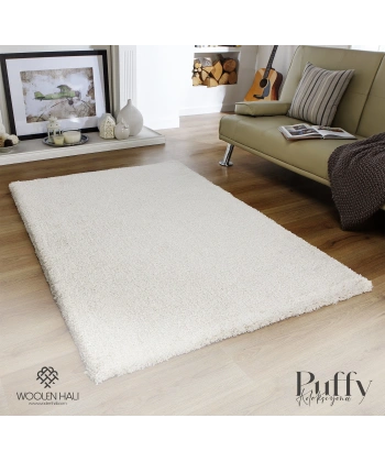 Puffy Koleksiyonu Shaggy Uzun Tüylü Halı 4001 Beyaz