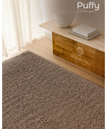 Puffy Koleksiyonu Shaggy Uzun Tüylü Halı 4008 Vizon