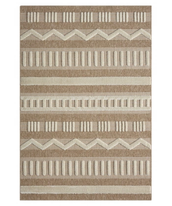 Seyran Marakeş Koleksiyonu Hav Toz Vermez Etnik Halı 676 Kahve Beyaz