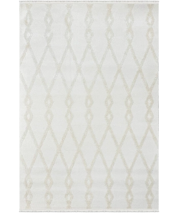 Soft  Koleksiyonu Modern Saçaklı Halı 8304 Krem