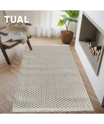 Tual Koleksiyonu Modern Saçaklı Halı 8403 Krem