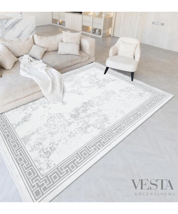 Vesta Koleksiyonu Akrilik Dokuma Saçaklı Halı 3753 Gri
