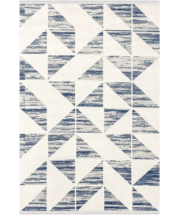 Vesta Koleksiyonu Akrilik Dokuma Saçaklı Halı 3756 Mavi