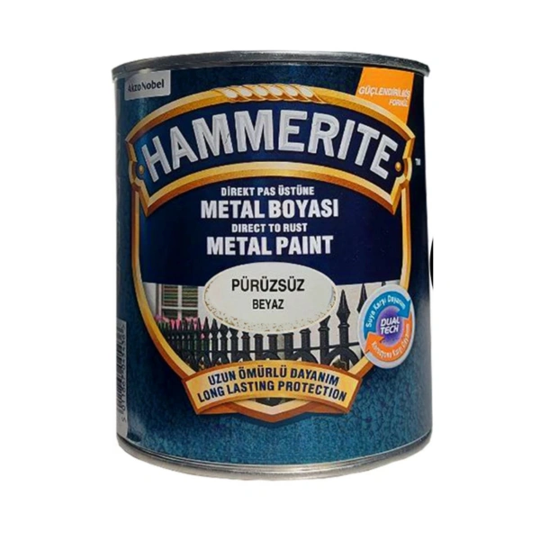 Marshall Hammerite Çekiçlenmiş Metal Boyası 0,75 lt Prüzsüz Beyaz