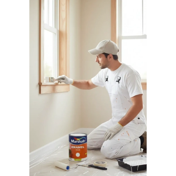 Marshall Enamel Metal ve Ahşap Sentetik Boya 0.75 lt Parlak Beyaz