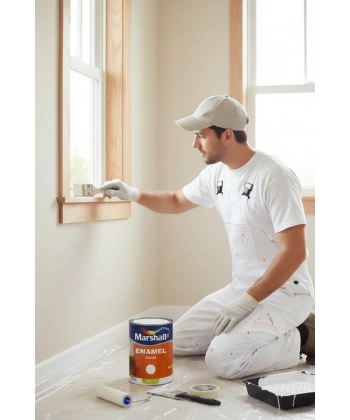 Marshall Enamel Metal ve Ahşap Sentetik Boya 0.75 lt Parlak Beyaz