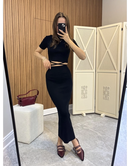 Crop Etek Takım Siyah