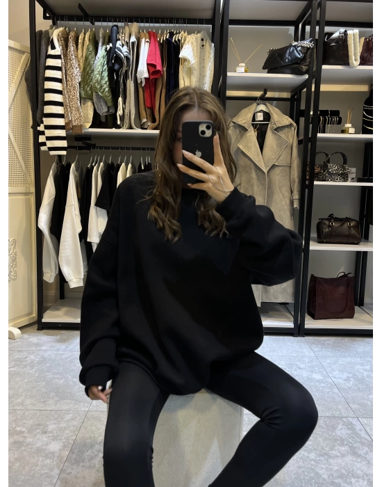 Marka Model Oversize Sweatshirt Siyah