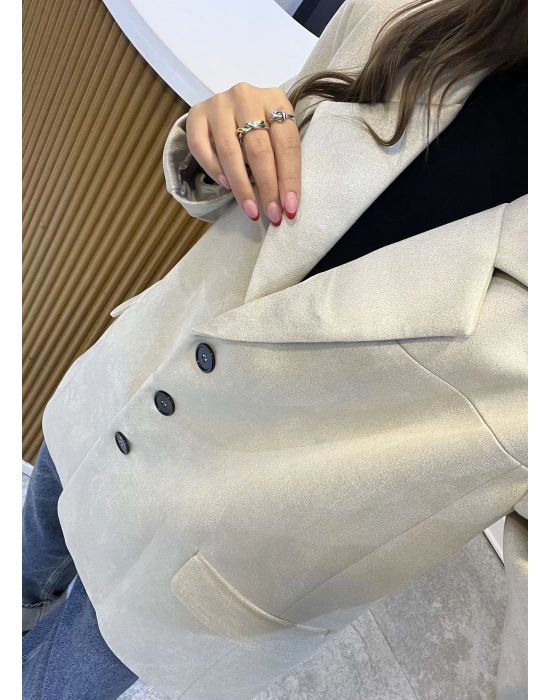 Süet Blazer Ceket Bej