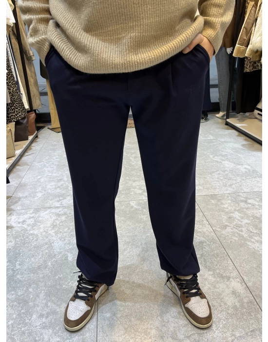 Kendinden Kemerli Lacivert Pantolon