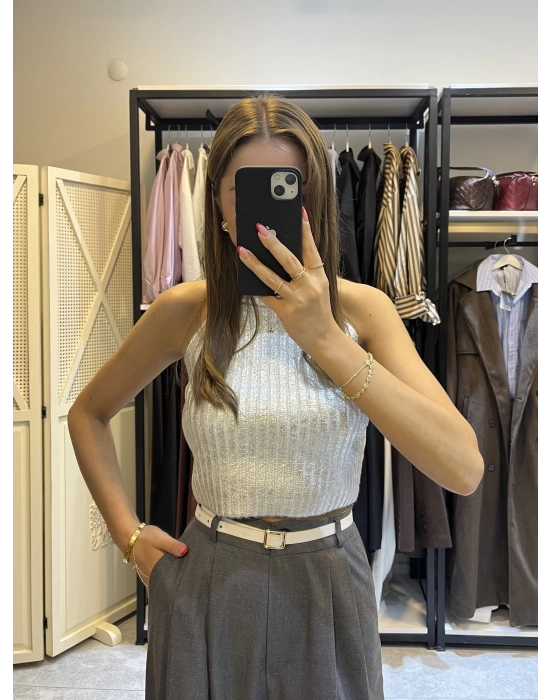 Mumlu Crop Gümüş
