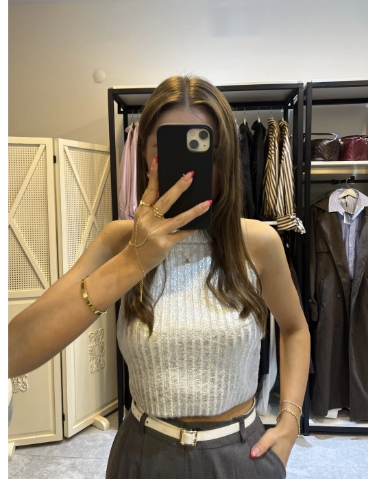 Mumlu Crop Gümüş