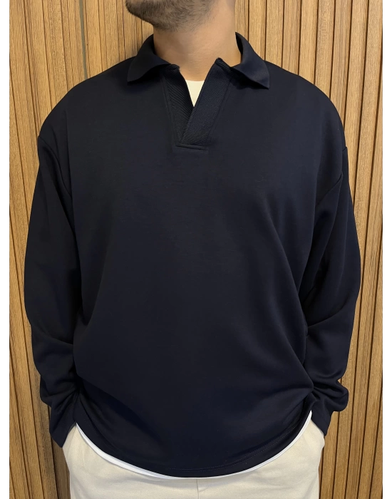 Modal Kumaş Polo Yaka Sweat