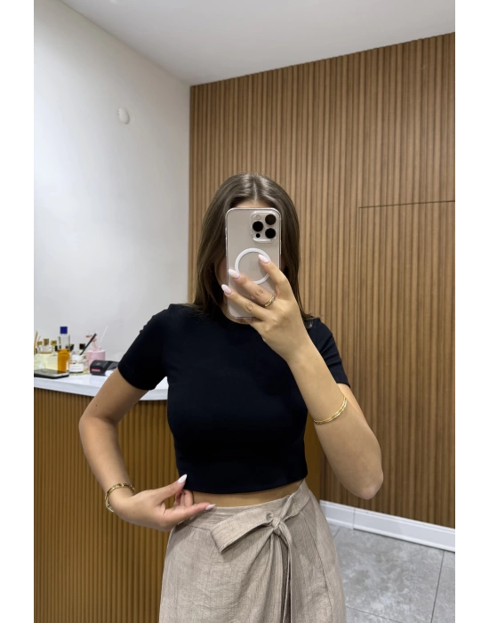 Marka Model Modal Kumaş Siyah T-shirt