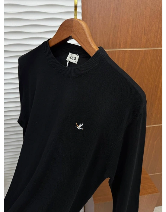 Bisiklet Yaka Marka Model Triko Kazak Siyah