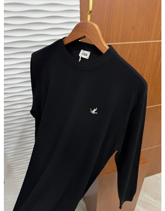 Bisiklet Yaka Marka Model Triko Kazak Siyah