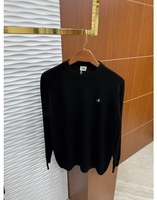 Bisiklet Yaka Marka Model Triko Kazak Siyah