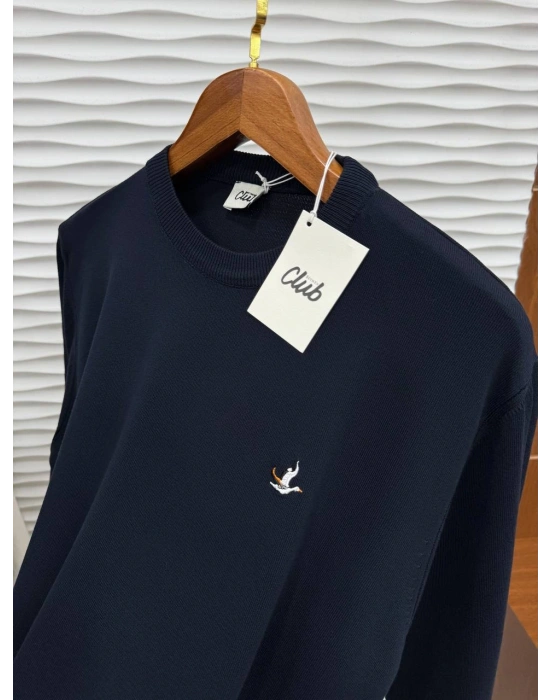 Bisiklet Yaka Marka Model Triko Kazak Lacivert