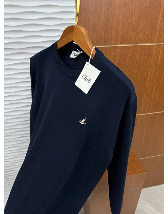 Bisiklet Yaka Marka Model Triko Kazak Lacivert