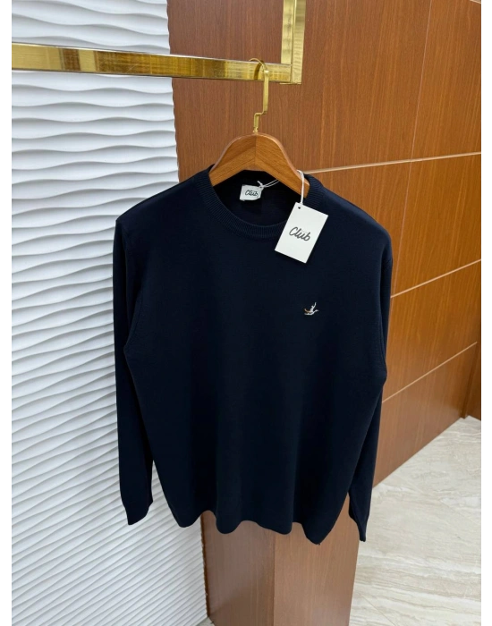 Bisiklet Yaka Marka Model Triko Kazak Lacivert