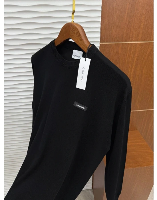 Marka Model Bisiklet Yaka Triko Kazak Siyah