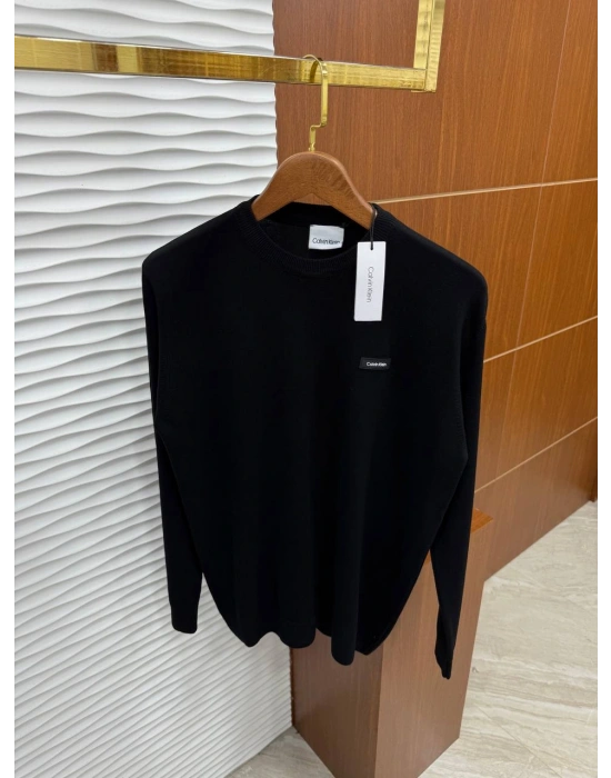 Marka Model Bisiklet Yaka Triko Kazak Siyah