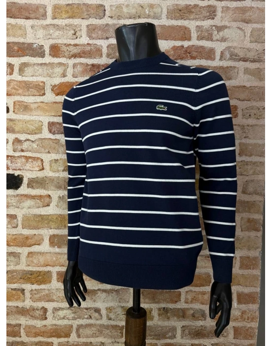 Sıfır Yaka Marka Model Çizgili Kazak Lacivert