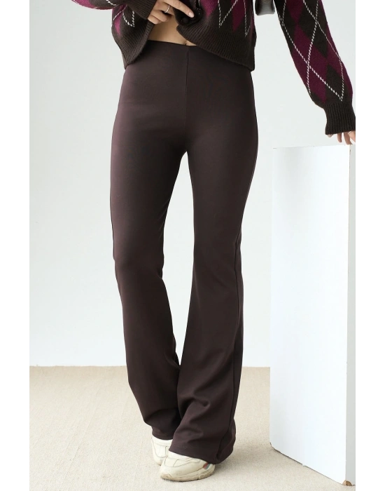 Marka Model İspanyol Paça Tayt Kahve