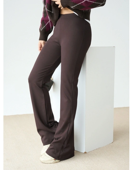 Marka Model İspanyol Paça Tayt Kahve