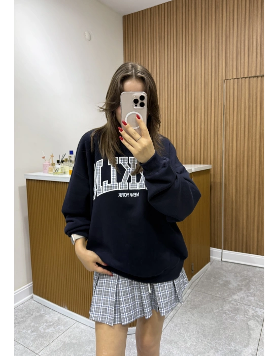 Nakış Detaylı Sweatshirt Lacivert