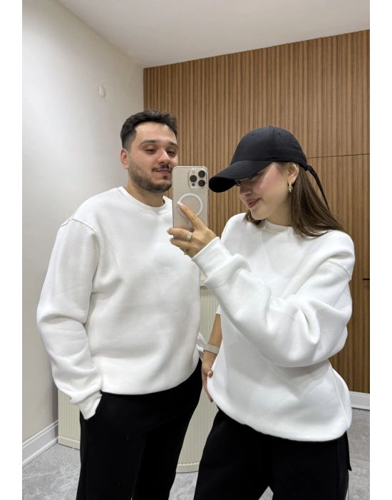 Unisex Basic Sweat Beyaz