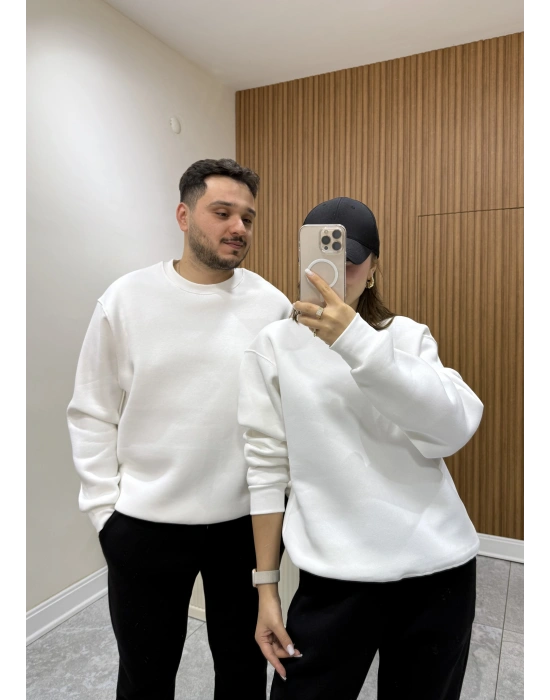 Unisex Basic Sweat Beyaz