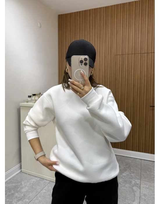 Unisex Basic Sweat Beyaz