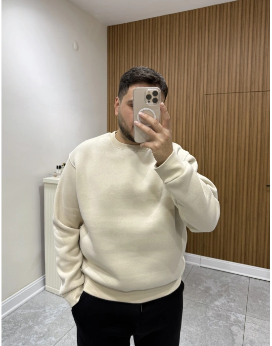 Unisex Basic Sweat Bej