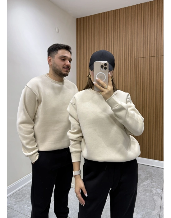 Unisex Basic Sweat Bej