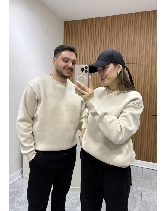 Unisex Basic Sweat Bej