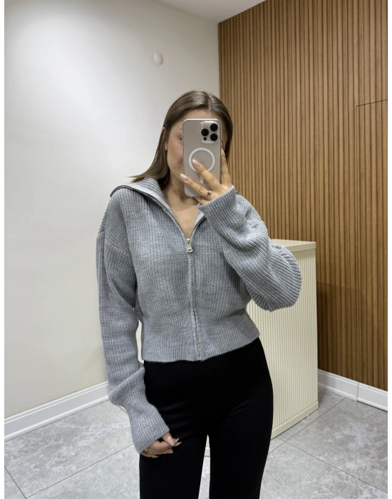 Selanik Örgü Hırka Gri