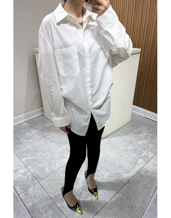 Tasarım Poplin Gömlek Beyaz