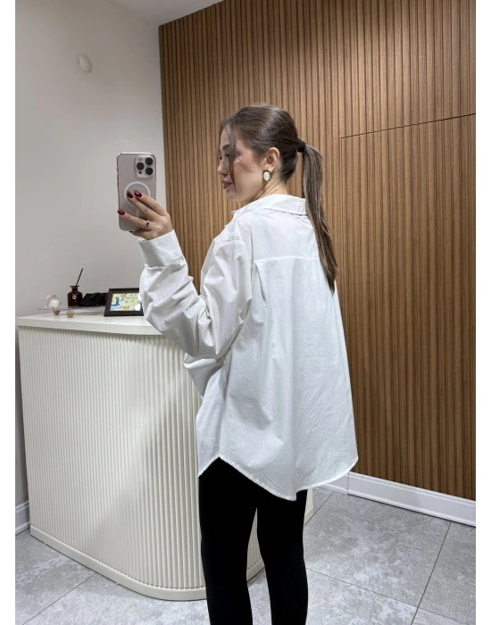 Tasarım Poplin Gömlek Beyaz