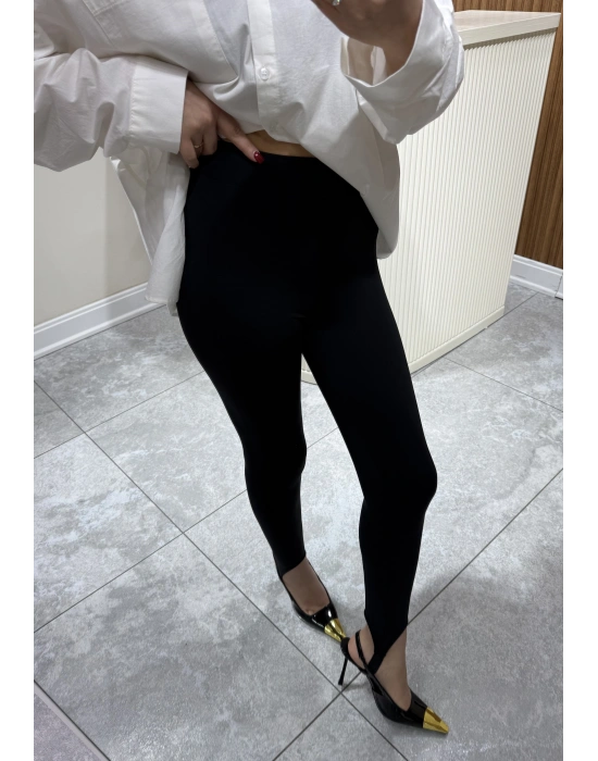 Paça Detaylı Tayt Siyah